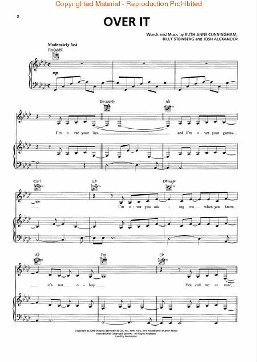 Over It Piano, Vocal, Guitar scores gallery preview page 2