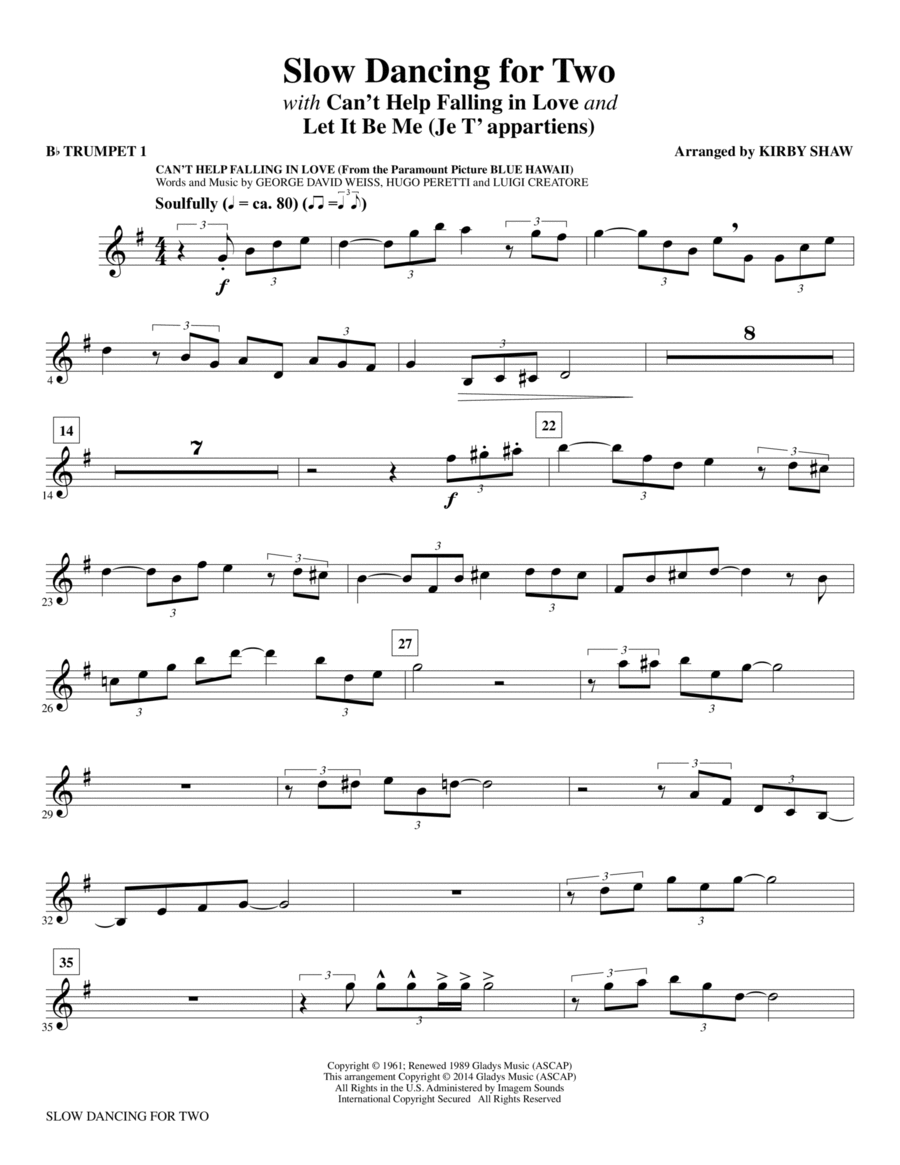 Slow Dancing for Two - Bb Trumpet 1 Choir scores gallery preview page 1
