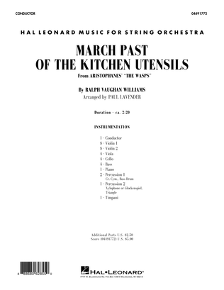 Book cover for March Past of the Kitchen Utensils (from The Wasps) - Conductor Score (Full Score)