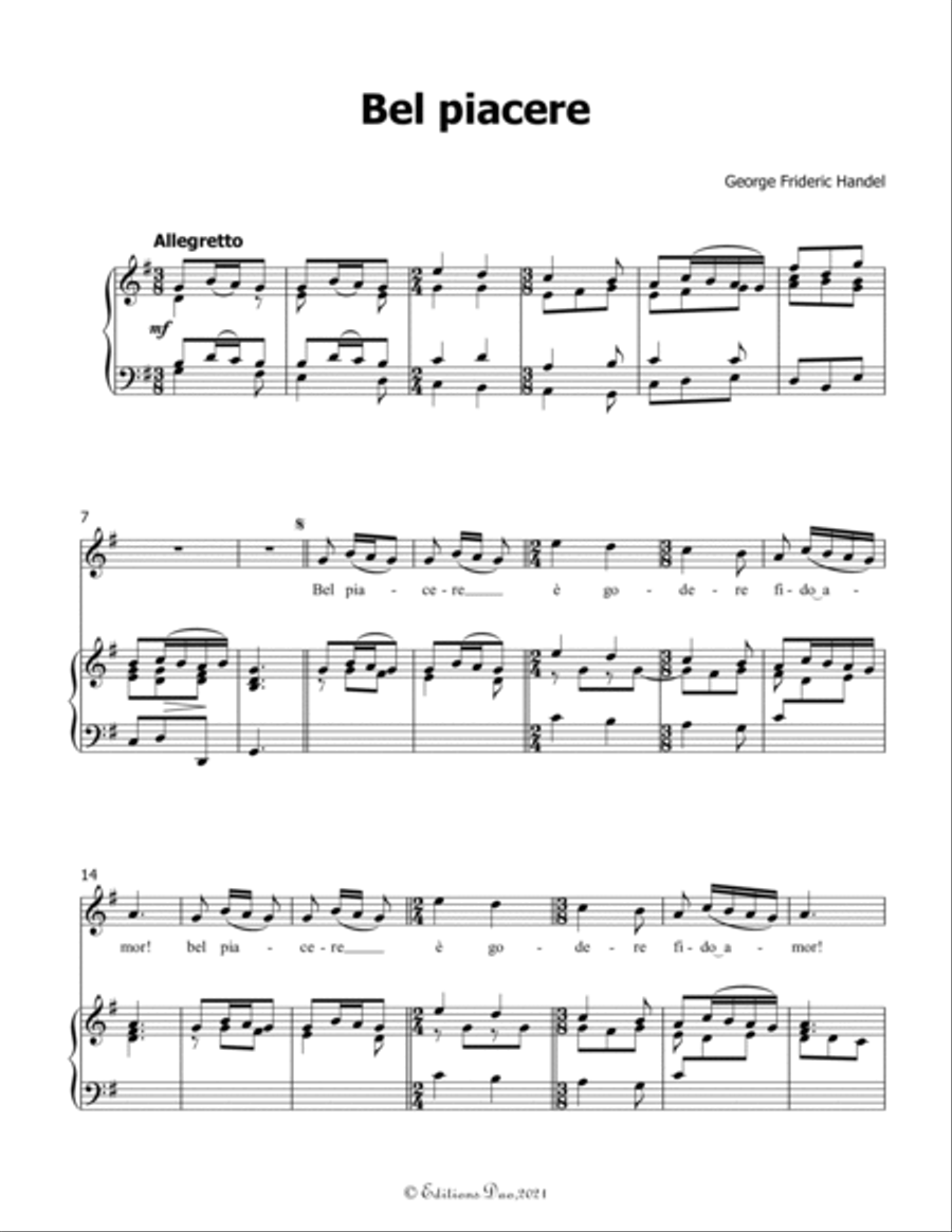 Bel piacere,by Handel,in G Major Bel piacere,by Handel,in G Major Voice scores gallery preview page 3