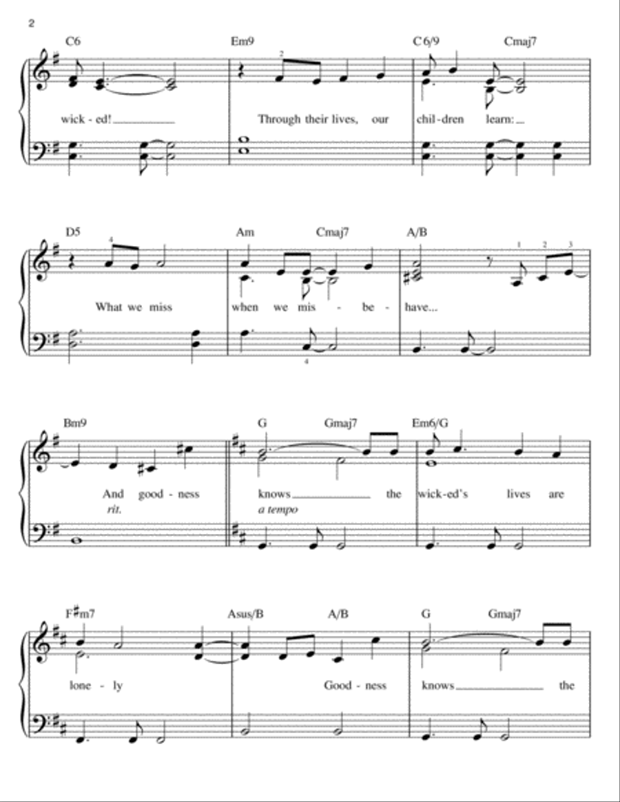 No One Mourns The Wicked (from Wicked) Easy Piano scores gallery preview page 2