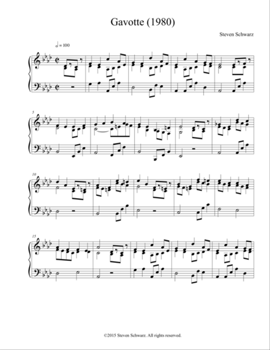 Gavotte (1980) Gavotte (1980) Piano Solo scores gallery preview page 1