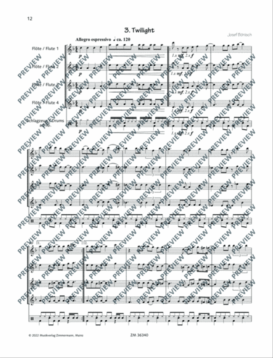 Four little Pop Tunes Flute scores gallery preview page 13