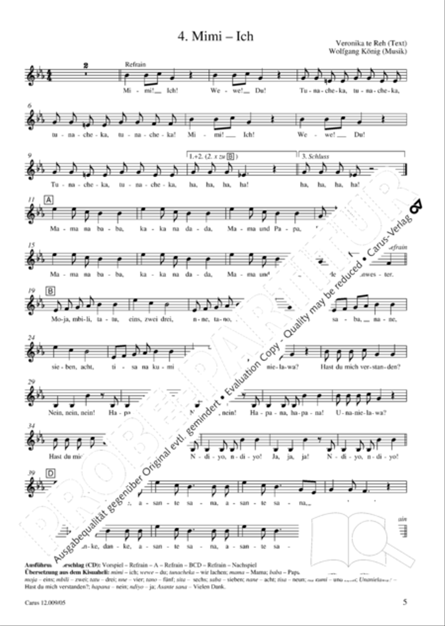 Freundschaft mir Afrika. 15 deutsch-afrikanische Lieder Choir scores gallery preview page 6