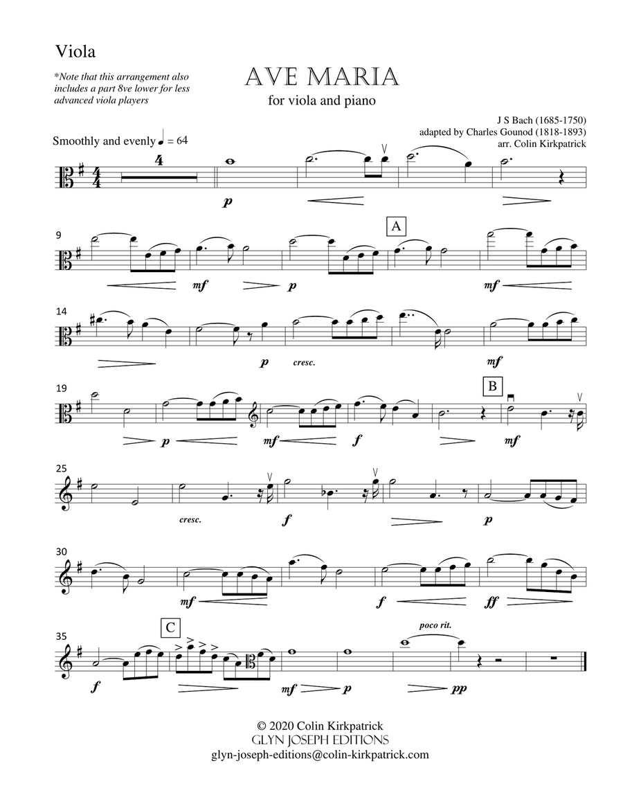 Bach-Gounod: Ave Maria for Viola and Piano Piano scores gallery preview page 3