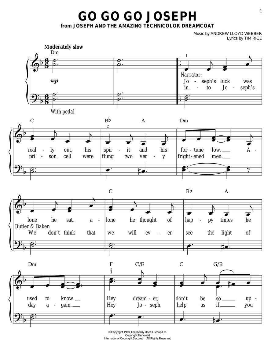 Go Go Go Joseph Easy Piano scores gallery preview page 1