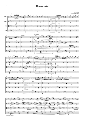 Dvorak Humoreske, for string quartet, CD201