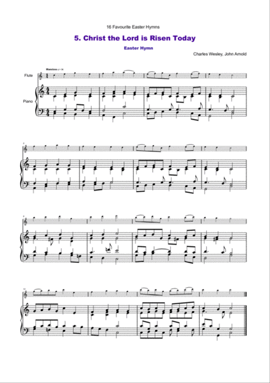 16 Favourite Easter Hymns for Solo Flute and Piano Flute Solo scores gallery preview page 6