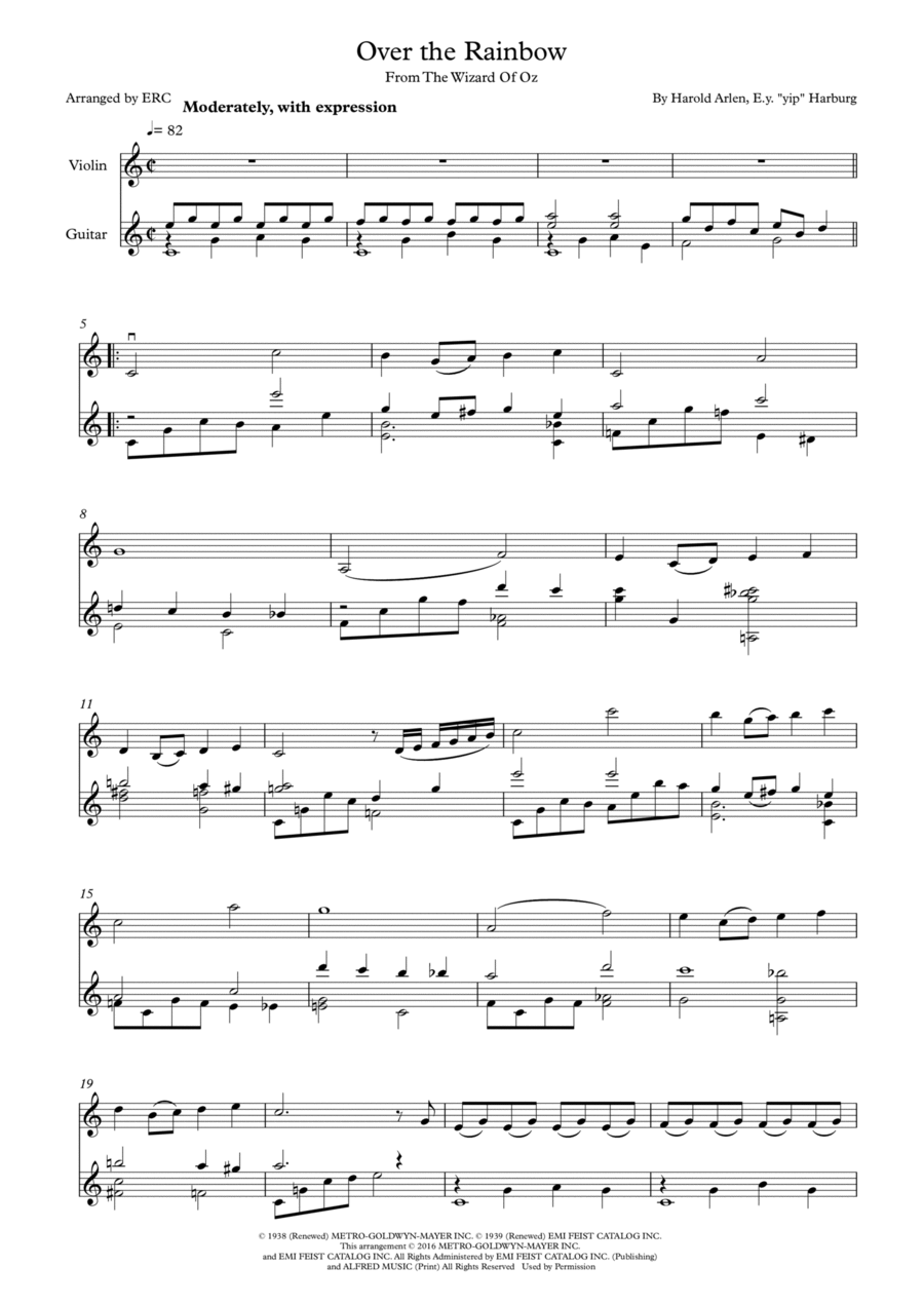Over The Rainbow String Duet scores gallery preview page 1