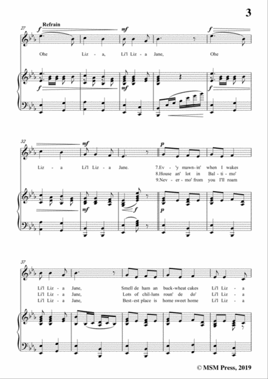 Ada DeLachau-Li'l Liza Jane,in E flat Major,for Voice and Piano Voice Solo scores gallery preview page 5