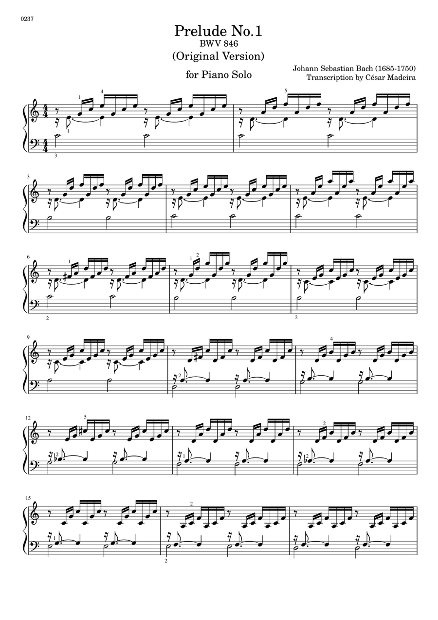 Prelude No. 1 in C major BWV846 - Original Version (Full Score) Prelude No. 1 in C major BWV846 - Original Version (Full Score) Piano Method scores gallery preview page 2