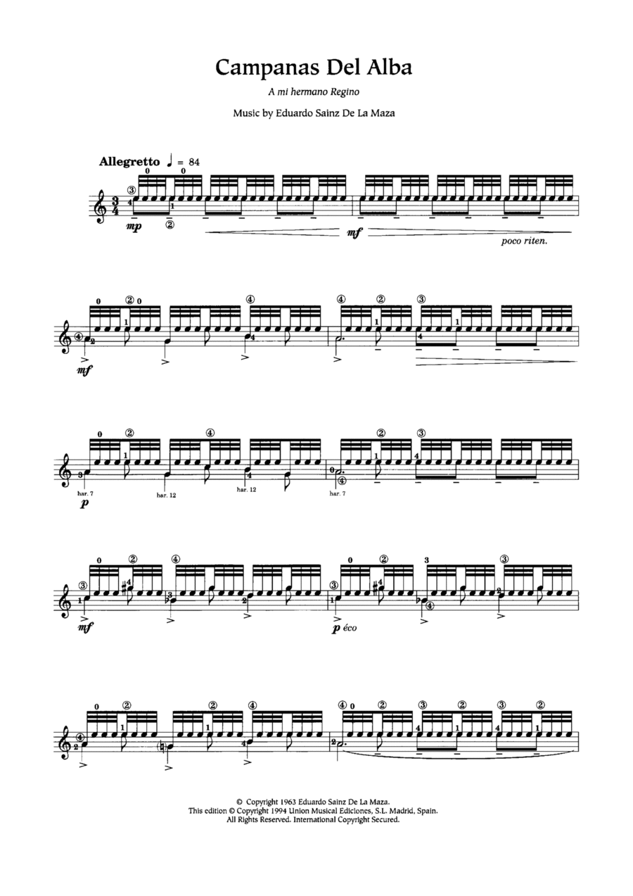 Campanas Del Alba Acoustic Guitar scores gallery preview page 1