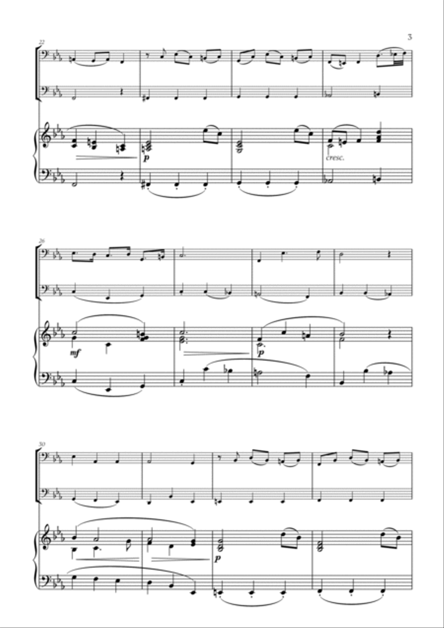Johann Sebastian Bach - Bist du bei Mir (BWV 508) (for Trombone and Bassoon) Trombone Duet scores gallery preview page 3