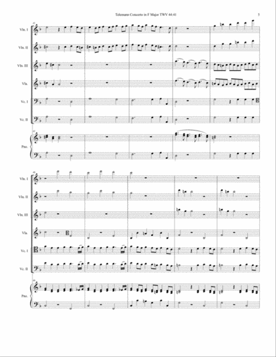 Telemann Concerto Grosso - Vivace TWV 44:41 Chamber Orchestra scores gallery preview page 5