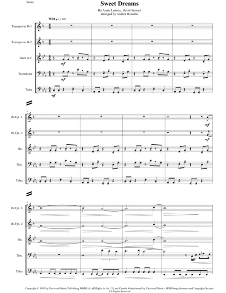 Sweet Dreams (are Made Of This) Sweet Dreams (are Made Of This) Brass Ensemble scores gallery preview page 4