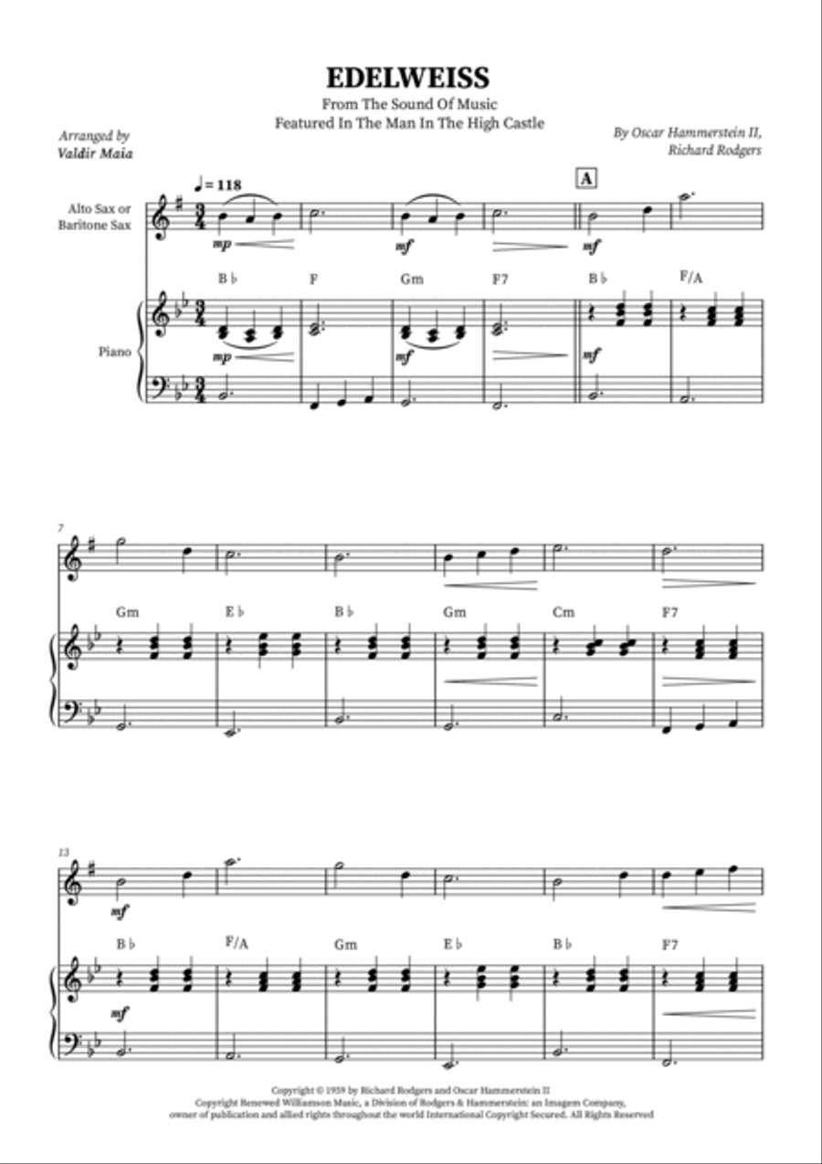 Edelweiss Baritone Saxophone scores gallery preview page 2