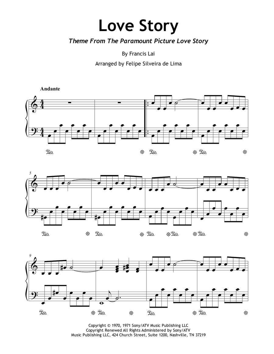 Love Story Piano Solo scores gallery preview page 1