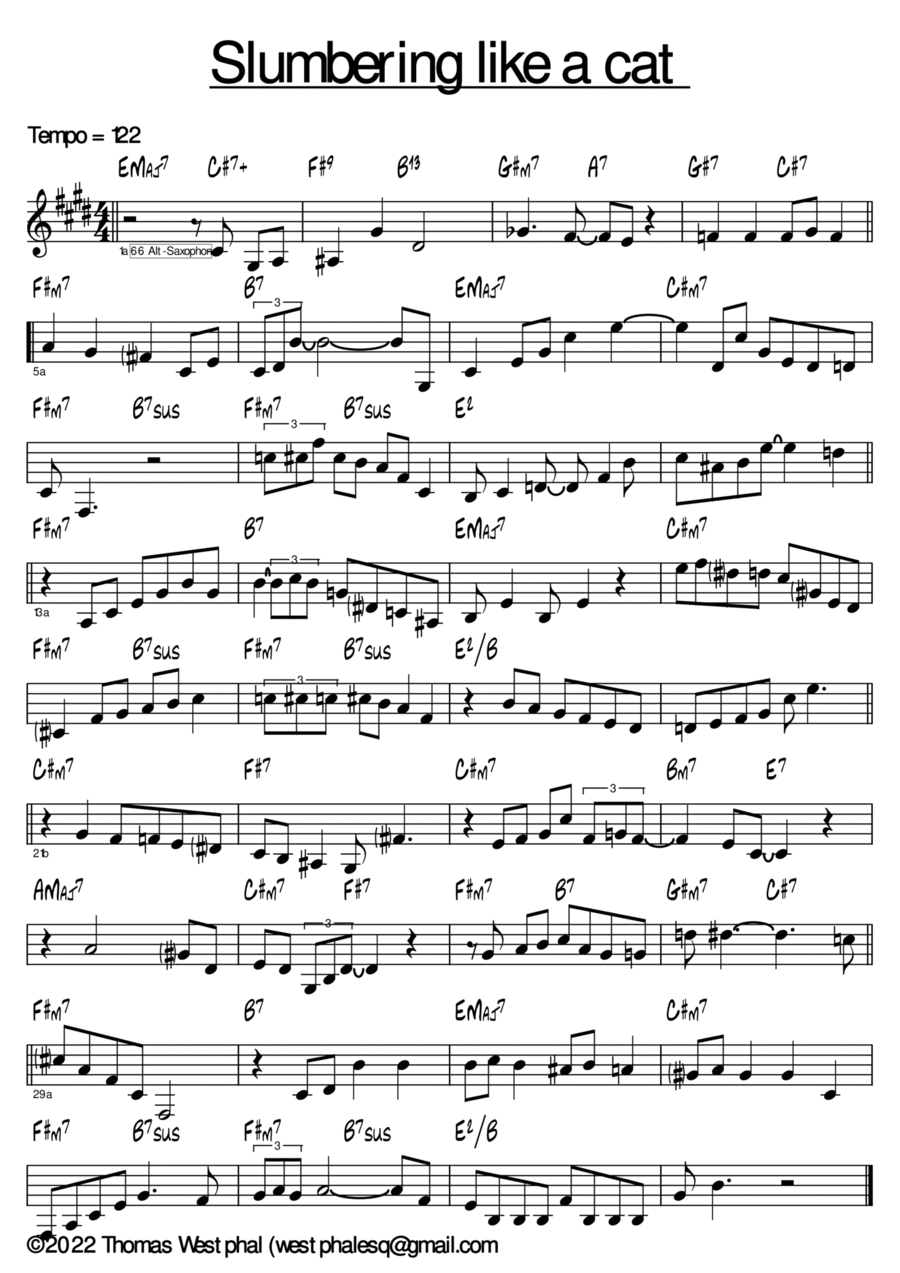 Slumbering like a cat Piano scores gallery preview page 1