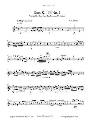 Mozart: 3 Duets K. 156 Complete for Bass Flute Duo