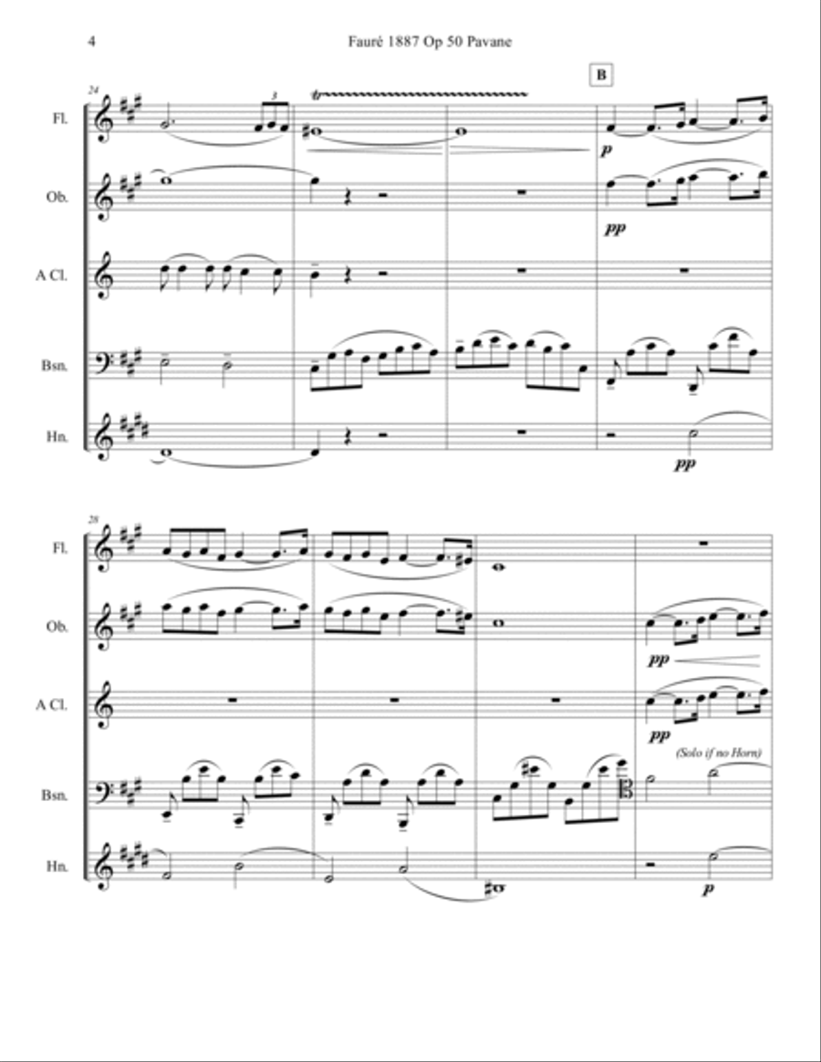 Fauré 1887 Op 50 Pavane Woodwind Quintet Woodwind Quintet scores gallery preview page 4