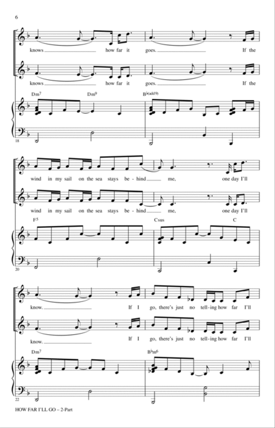 How Far I'll Go (from Moana) (arr. Audrey Snyder) 2-Part scores gallery preview page 4