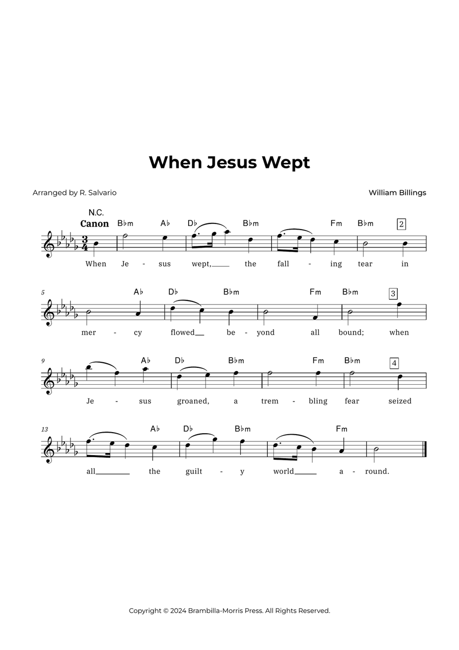 When Jesus Wept (Key of B-Flat Minor) Piano scores gallery preview page 1