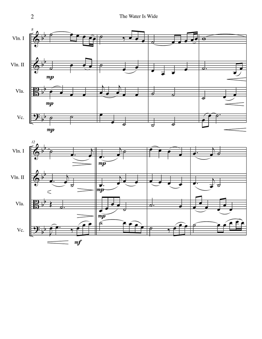 Water Is Wide (WALY WALY) String Quartet scores gallery preview page 2