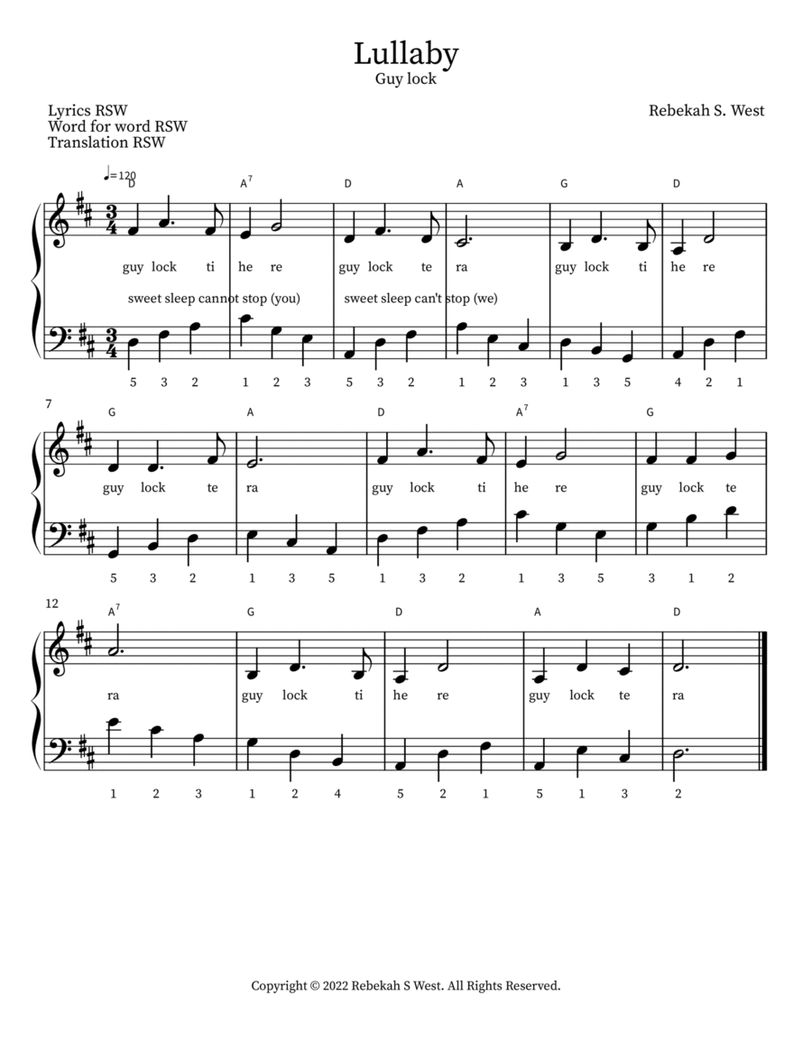 Lullaby Lullaby Piano scores gallery preview page 1