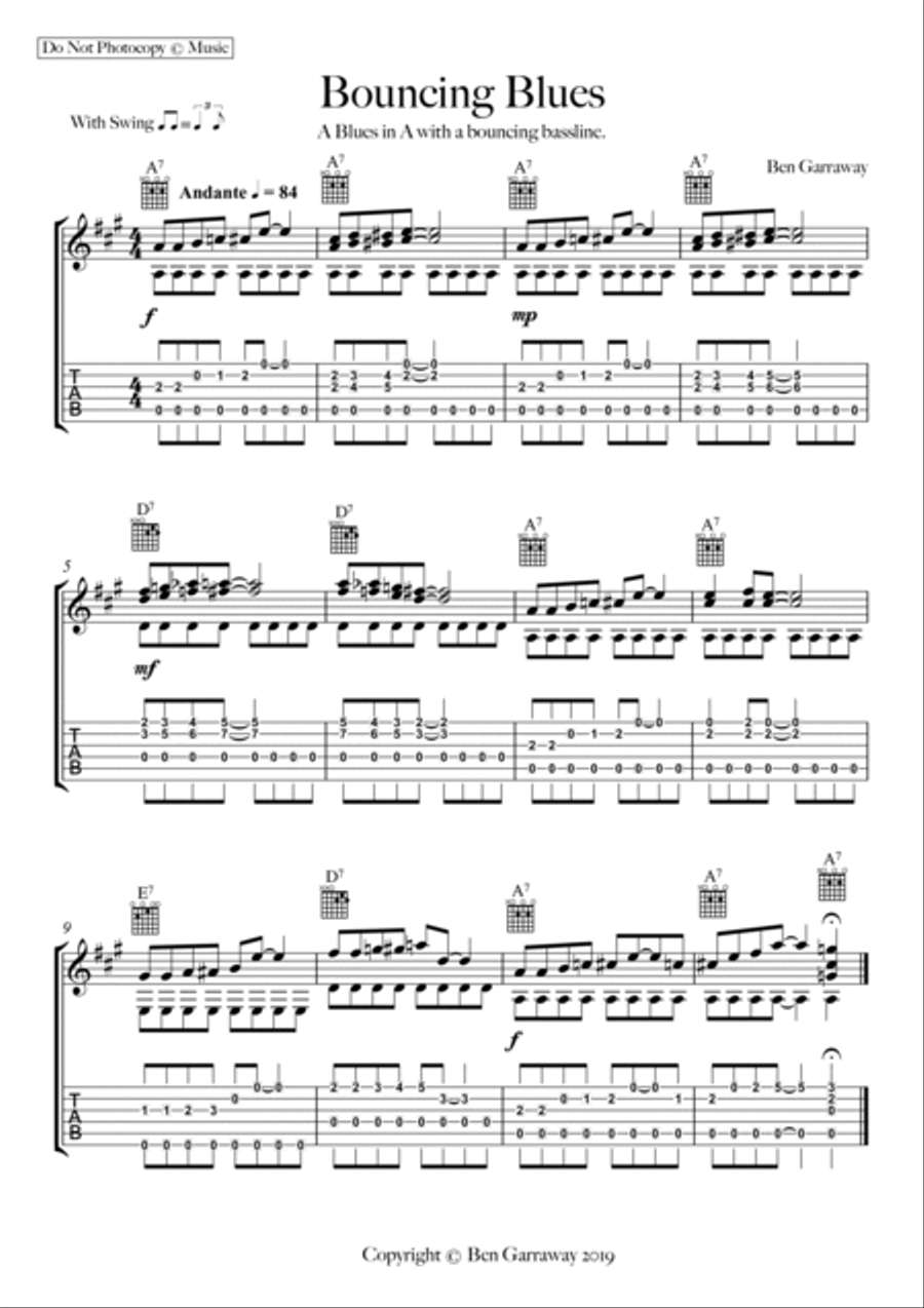Bouncing Blues - Guitar Solo Electric Guitar scores gallery preview page 1
