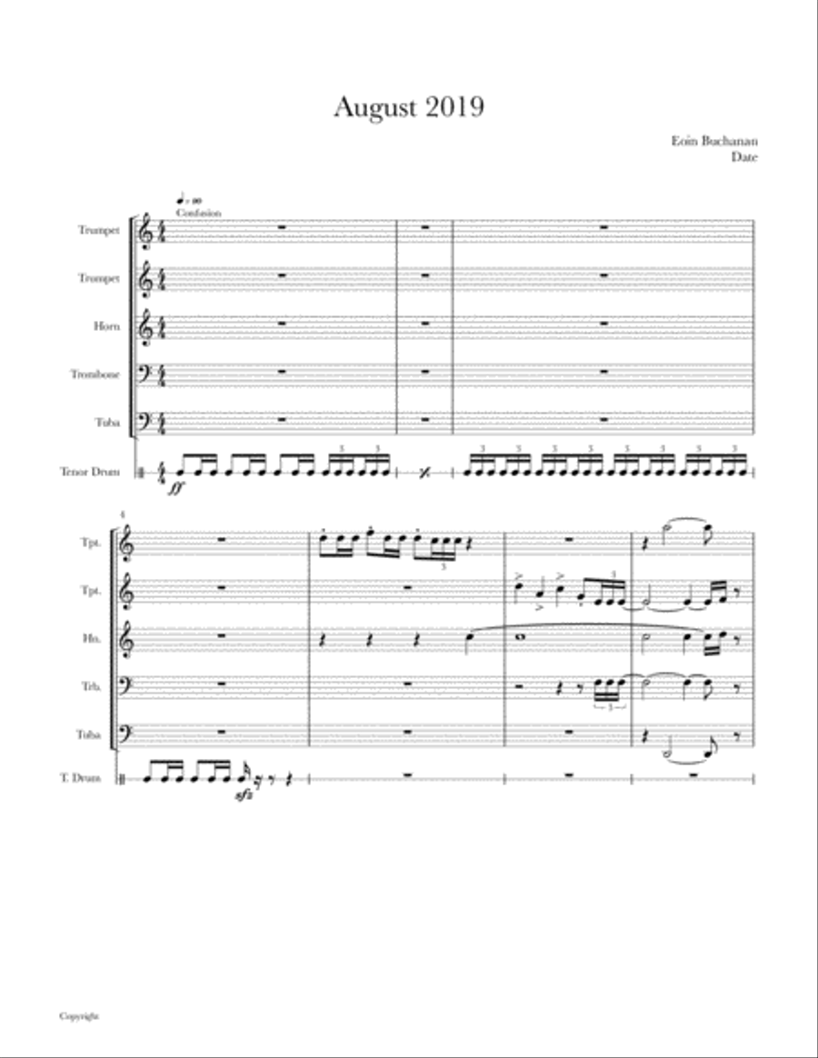 August 2019 August 2019 Brass Ensemble scores gallery preview page 1