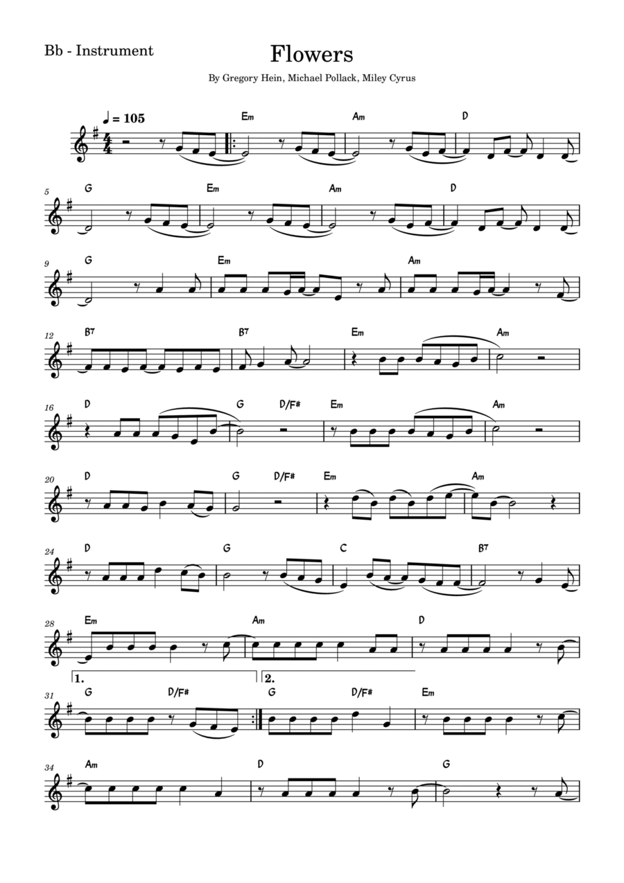 Flowers B-Flat Trumpet scores gallery preview page 1