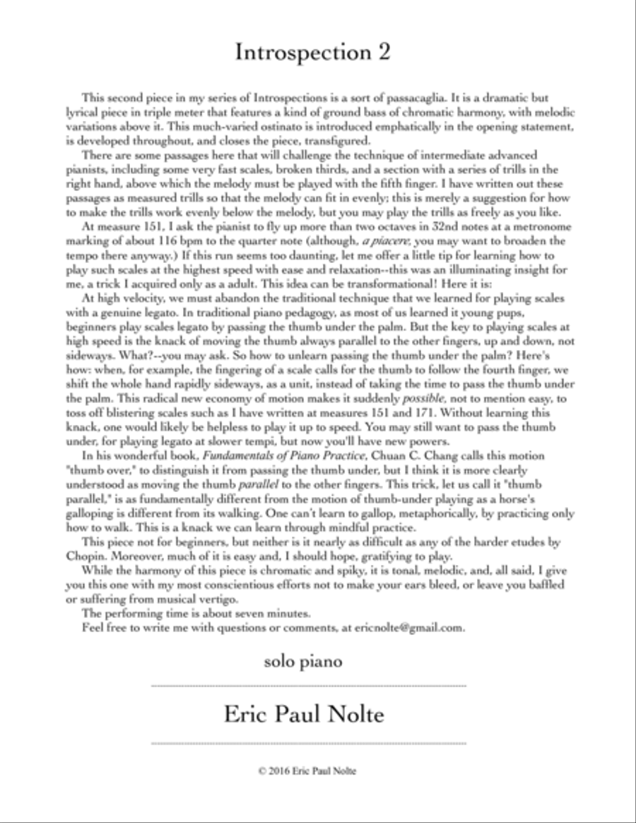 Introspection 2 Piano Solo scores gallery preview page 1