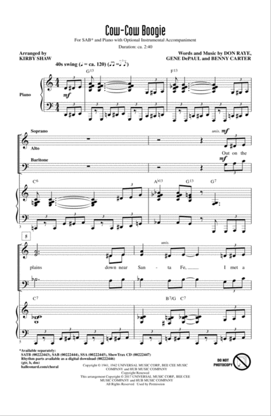 Cow-Cow Boogie 3-Part scores gallery preview page 1