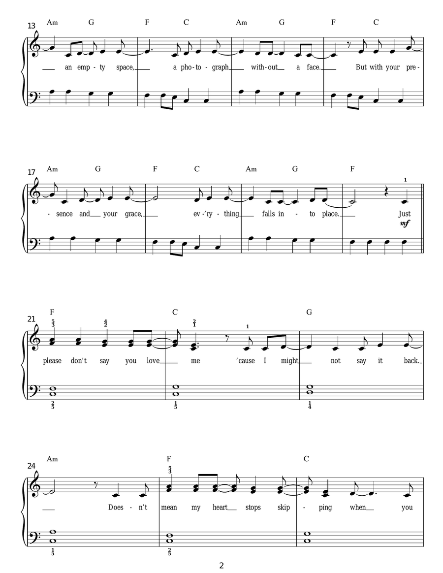Please Don't Say You Love Me Easy Piano scores gallery preview page 2