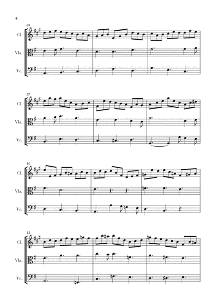 Bach - Jesu, Joy of Man's Desiring for Clarinet, Viola and Cello Small Ensemble scores gallery preview page 4
