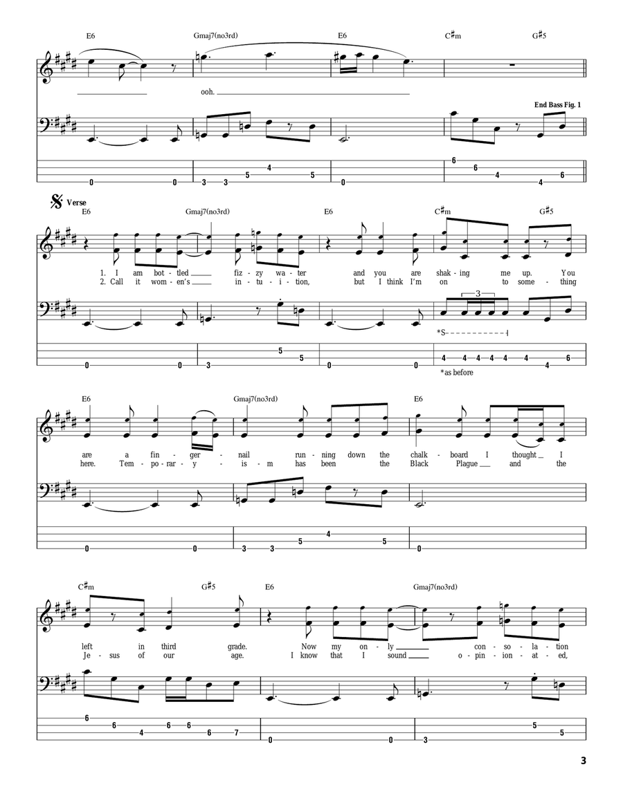 Just A Phase Just A Phase Bass Guitar Tablature scores gallery preview page 3