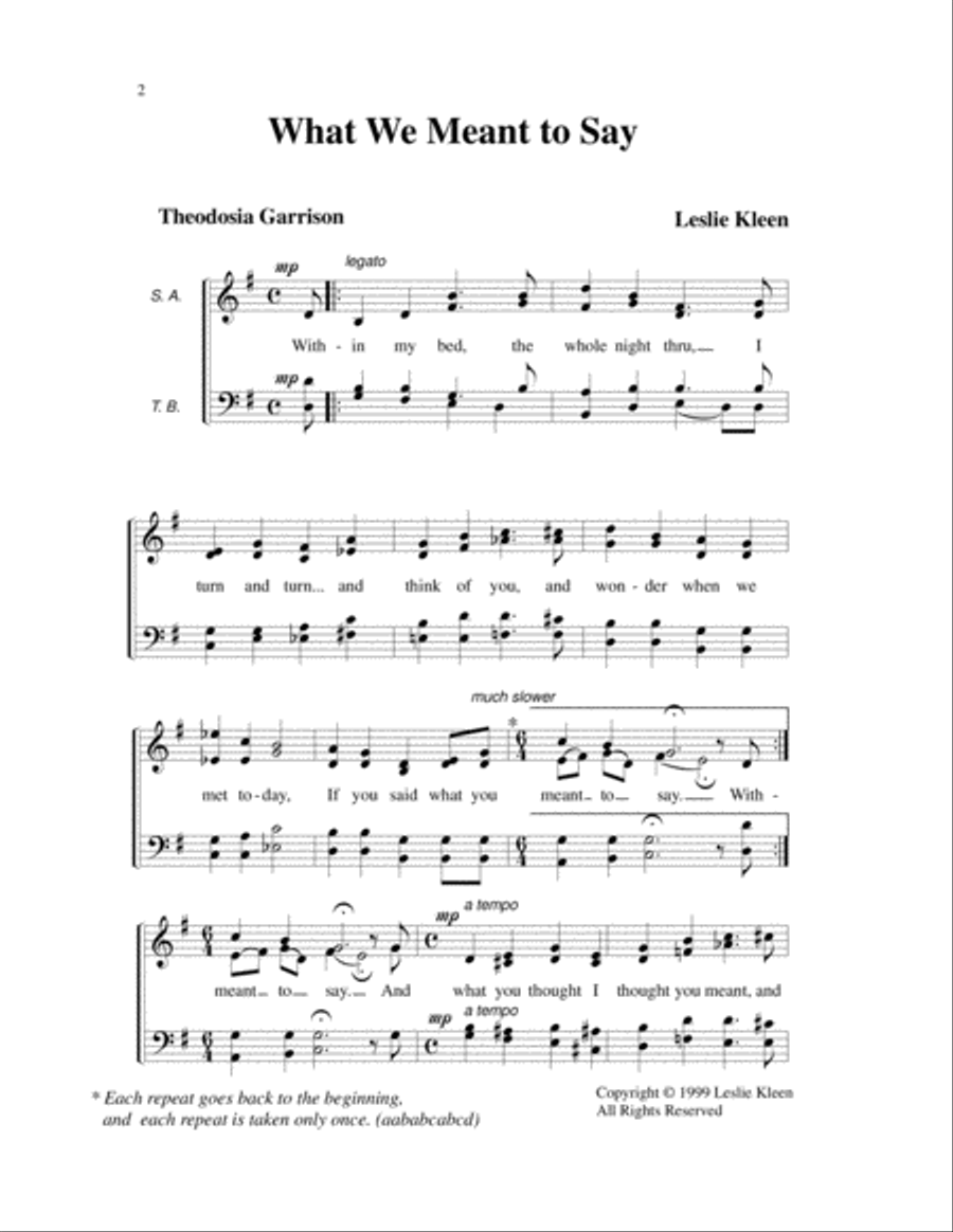 What We Meant To Say for SATB a cappella 4-Part scores gallery preview page 2