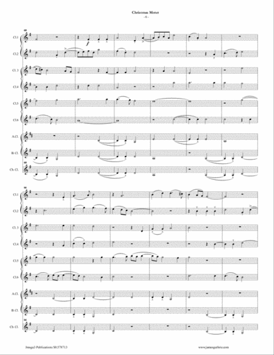 Mouton: Christmas Motet for Clarinet Choir Clarinet Choir scores gallery preview page 6