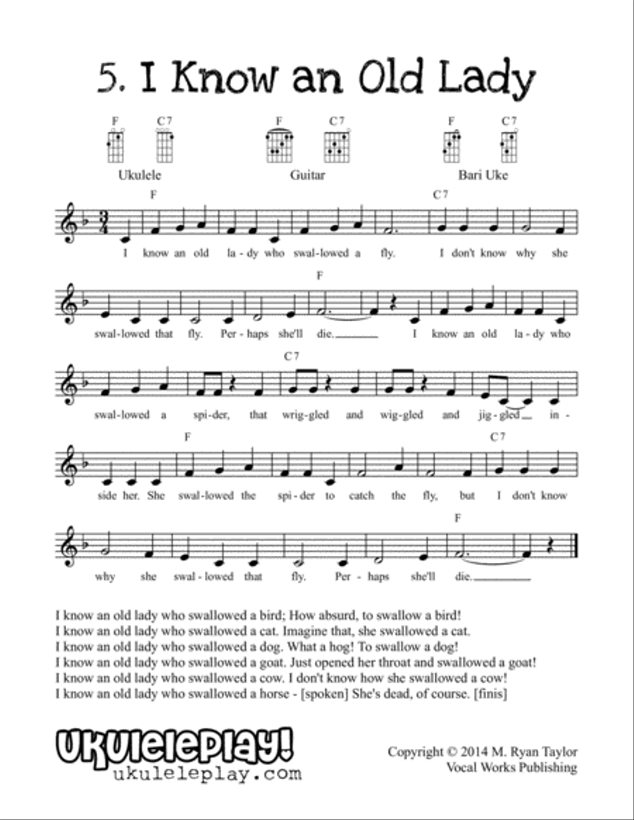 Two Chord Camp Songs for Ukulele: Silly, Crazy, Fun Songs for Group Singing Small Ensemble scores gallery preview page 6