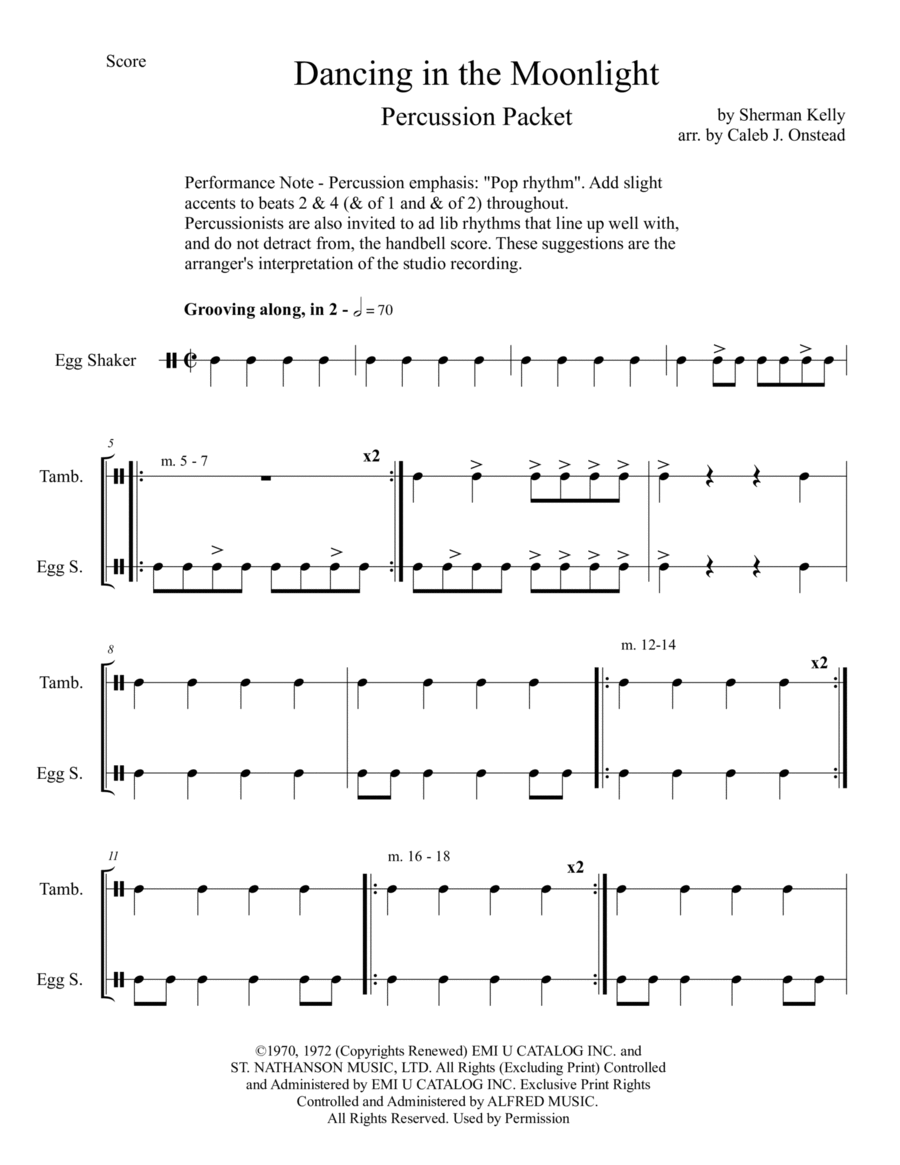 Dancin' In The Moonlight - Score Only Percussion Ensemble scores gallery preview page 1