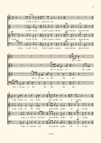 Gyászmenet Choir - Sheet Music