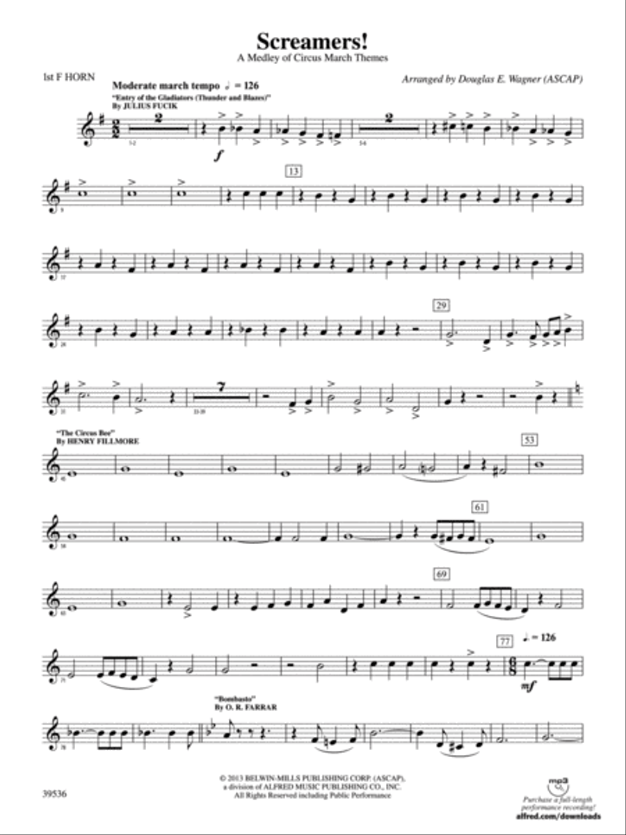 Screamers!: 1st F Horn Screamers!: 1st F Horn Concert Band scores gallery preview page 1