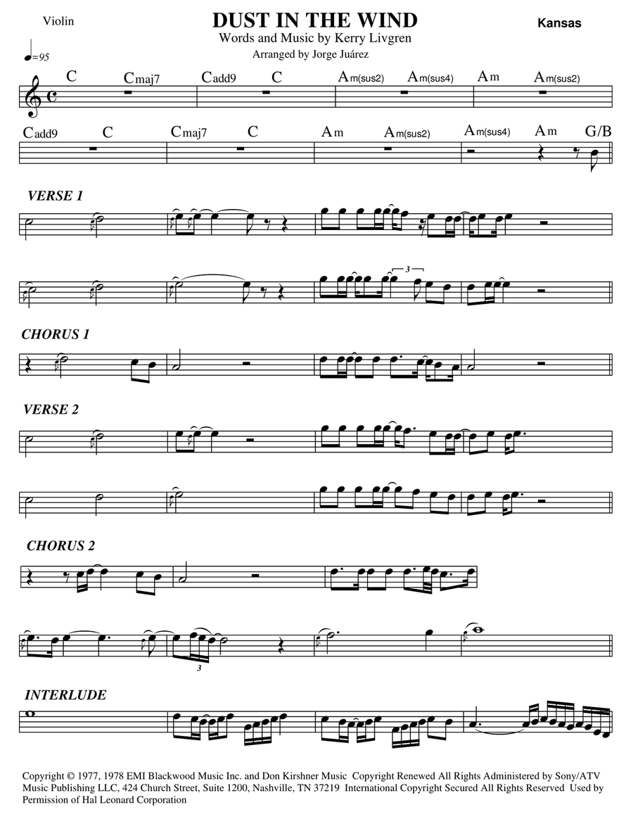 Dust In The Wind Dust In The Wind Violin Solo scores gallery preview page 1