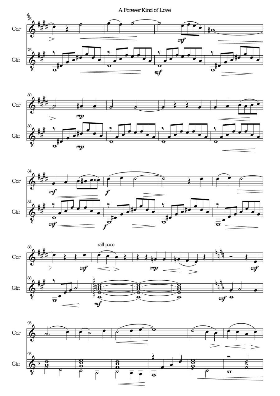 A Forever Kind of Love (Sentimental Duo) for cor anglais and guitar English Horn scores gallery preview page 4