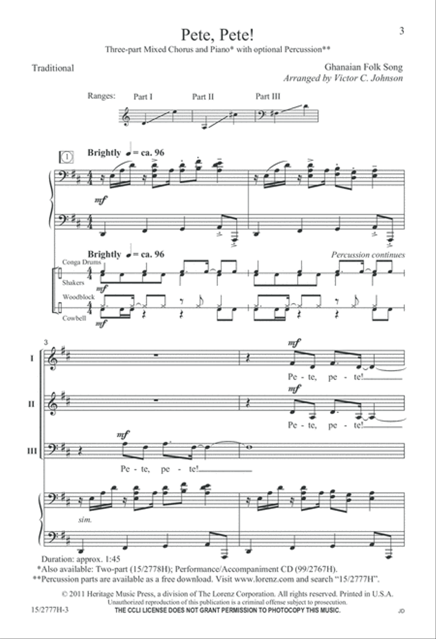 Pete, Pete! 3-Part scores gallery preview page 4