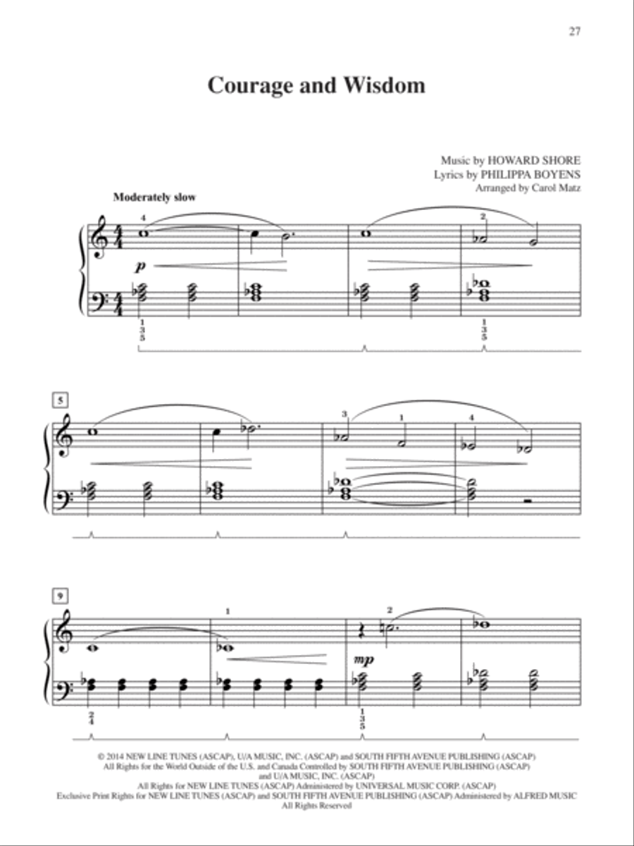 The Hobbit -- The Battle of the Five Armies Easy Piano scores gallery preview page 4