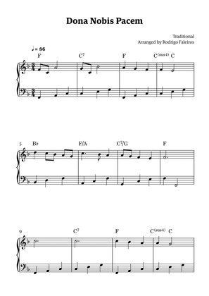 Dona Nobis Pacem - for piano - beginner level 3 (featuring chords)