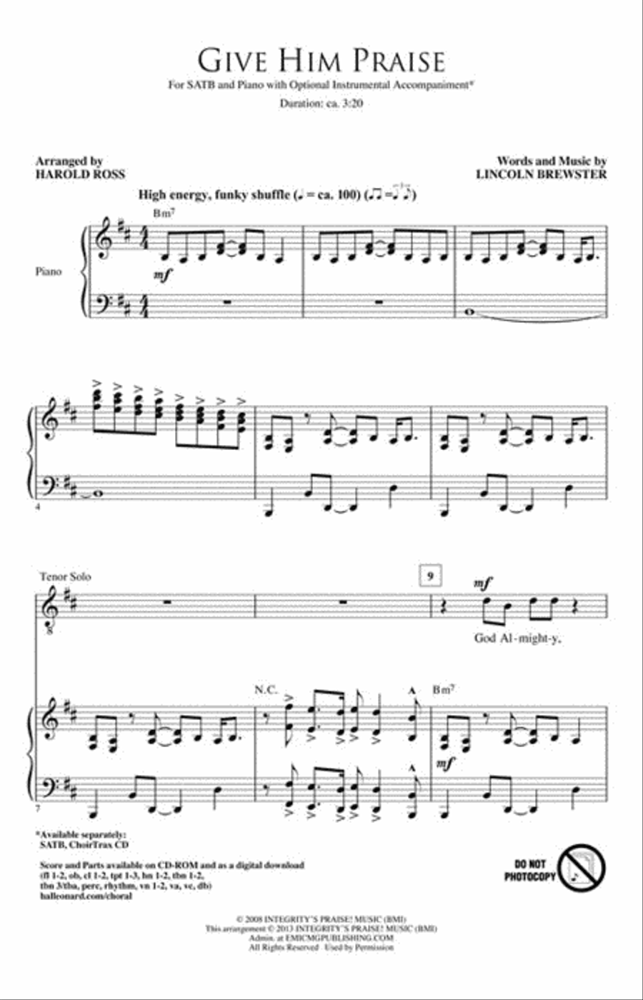 Give Him Praise Give Him Praise 4-Part scores gallery preview page 2