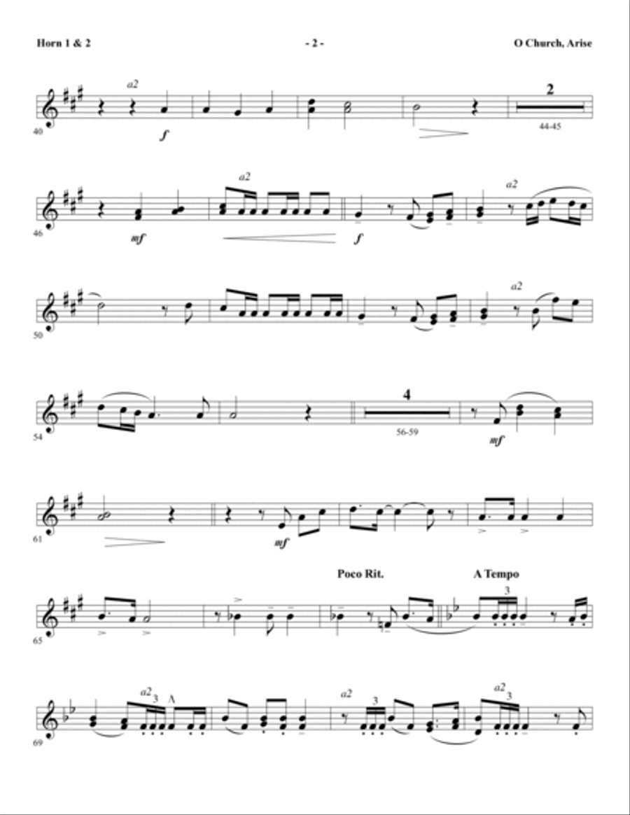 O Church, Arise (Arise, Shine) - F Horn 1 & 2 Choir scores gallery preview page 2