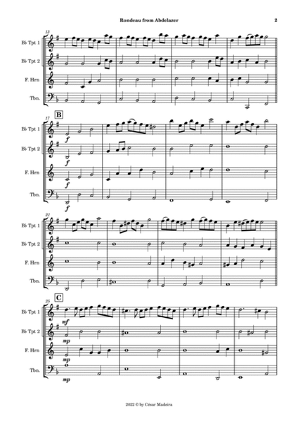 Rondeau from Abdelazer - Brass Quartet (Full Score and Parts) image number null